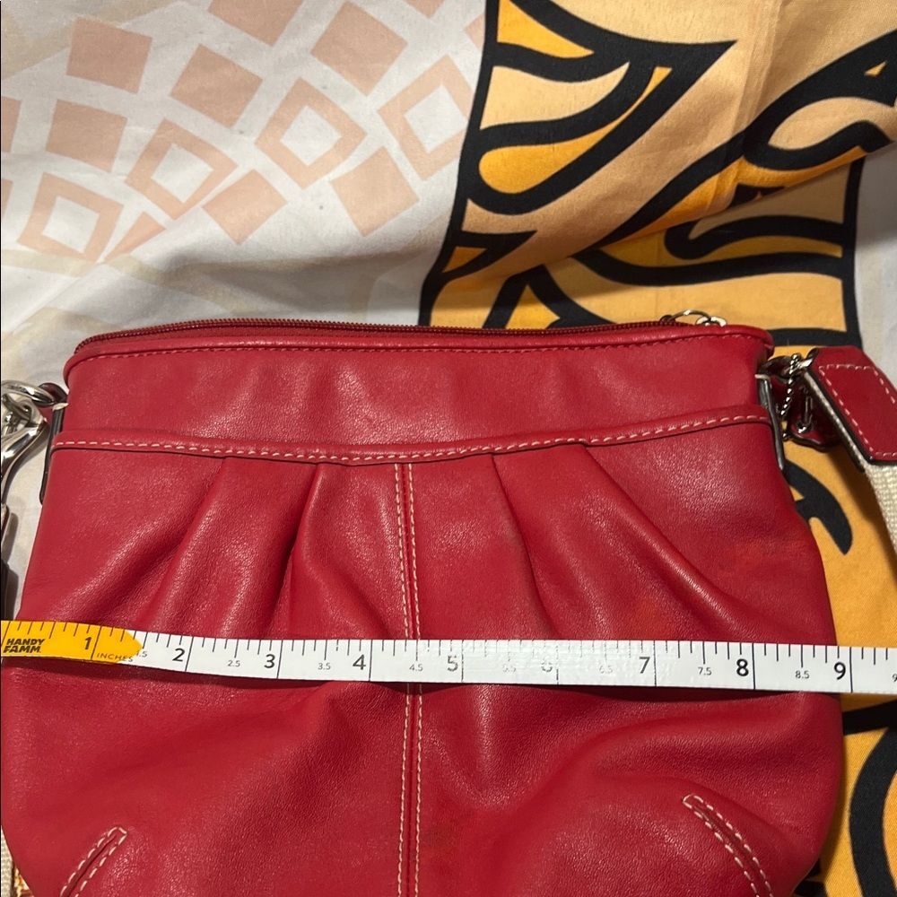 Coach Red Leather Pleated Swingpack Crossbody Bag - Picture 12 of 13